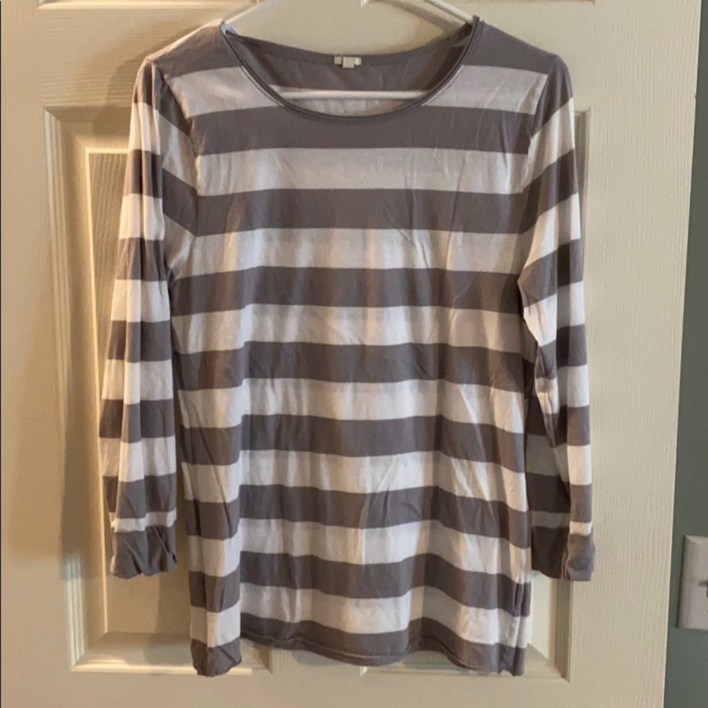 J Crew stripe 3/4 sleeve shirt, size x-large